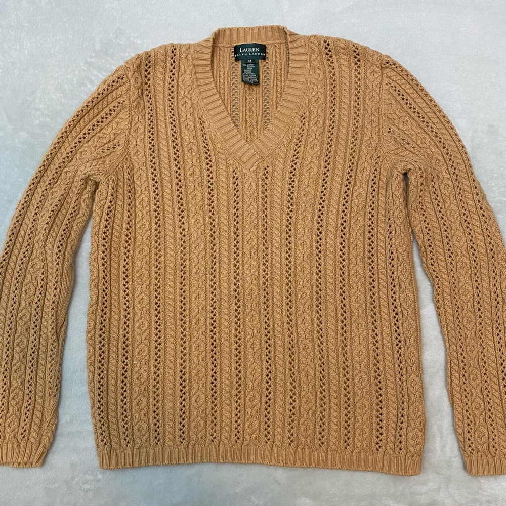 Lauren Ralph Lauren V-neck cotton sweater, size medium